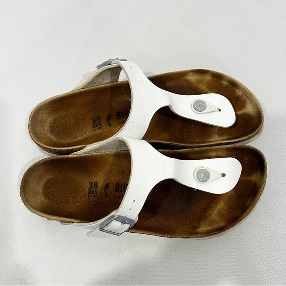 Birkenstock Gizeh Sandal White Leather Sandals Size 38 (US 7) - Picture 7 of 14